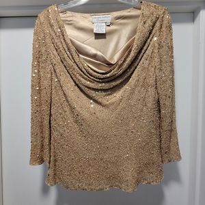 Adrianna Papell top Sequin Mother's Dress Silk Sz 10